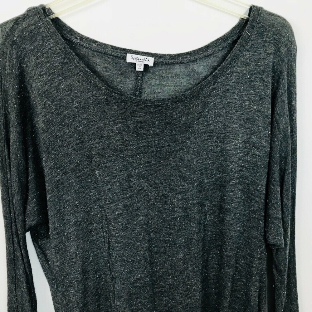 Splendid Anthro XS Gray Sparkle Jersey Top Dolman - Picture 2 of 5